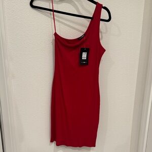 Fashion Nova One Shoulder Red Dress